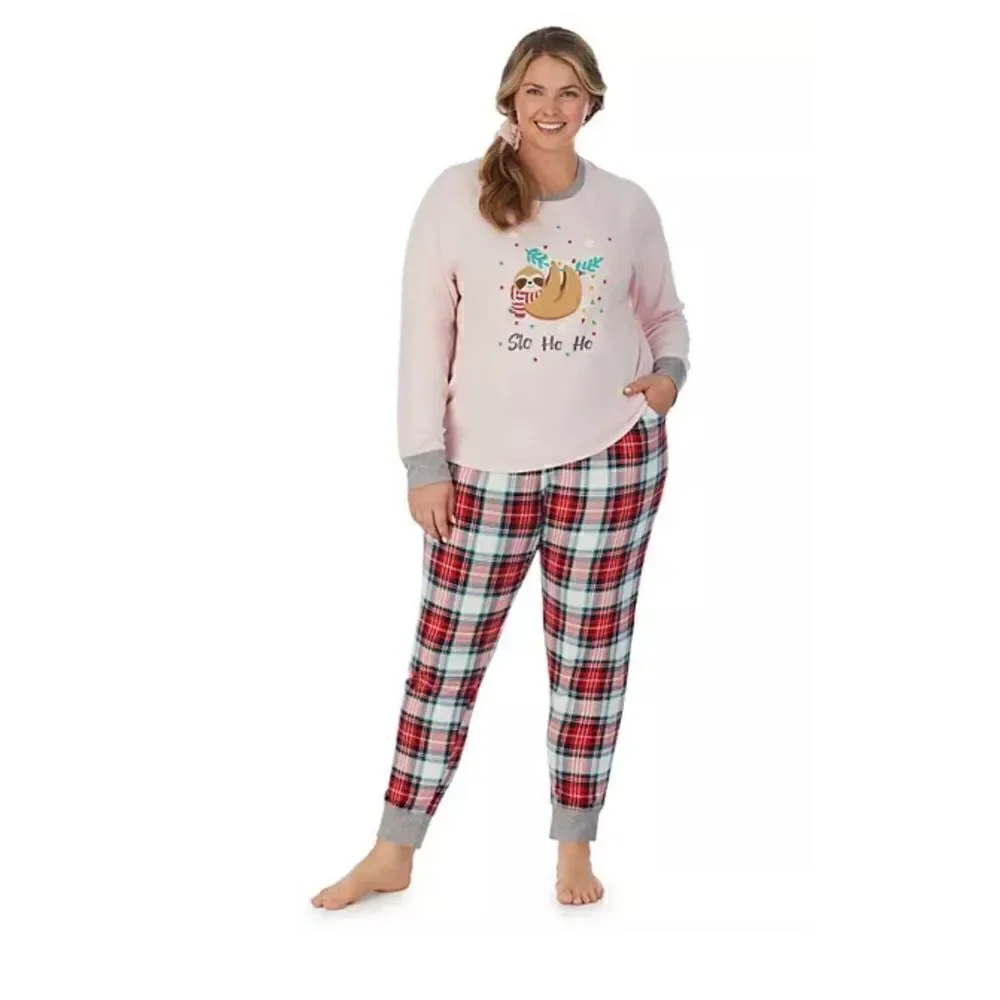 Cuddl Duds Women’s 2X 3-pc. Knit Long Sleeve Pajama Top, Banded Bottom Pajama Pa - Picture 6 of 6